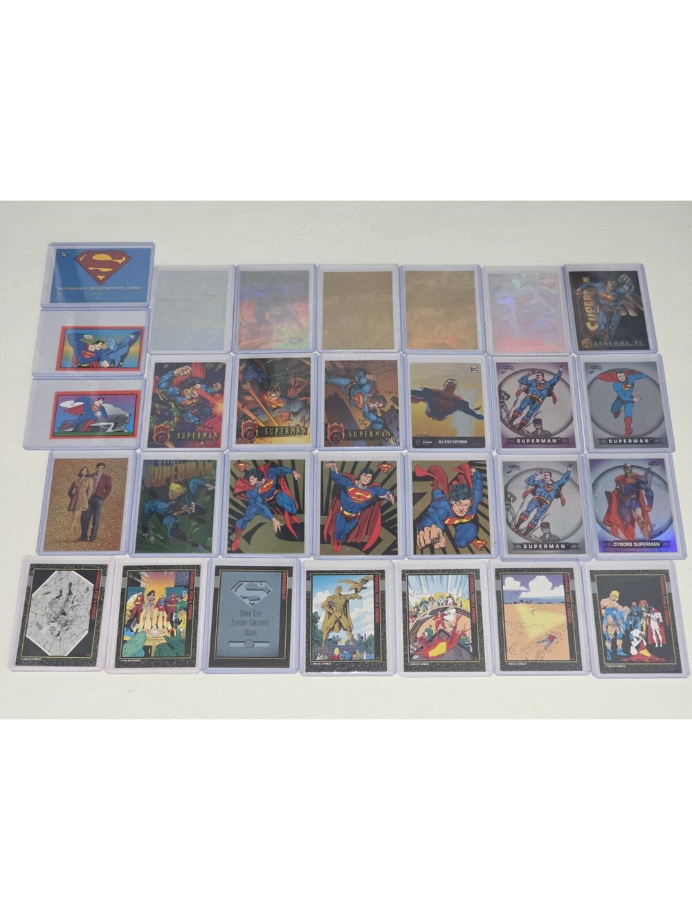 Giant 30 Card Lot Death Of Superman Gold Foil Inserts Holos Fleer Brilliants DC